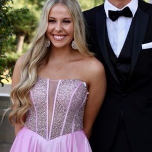 Rachel Allan Pink Corset Style Dress